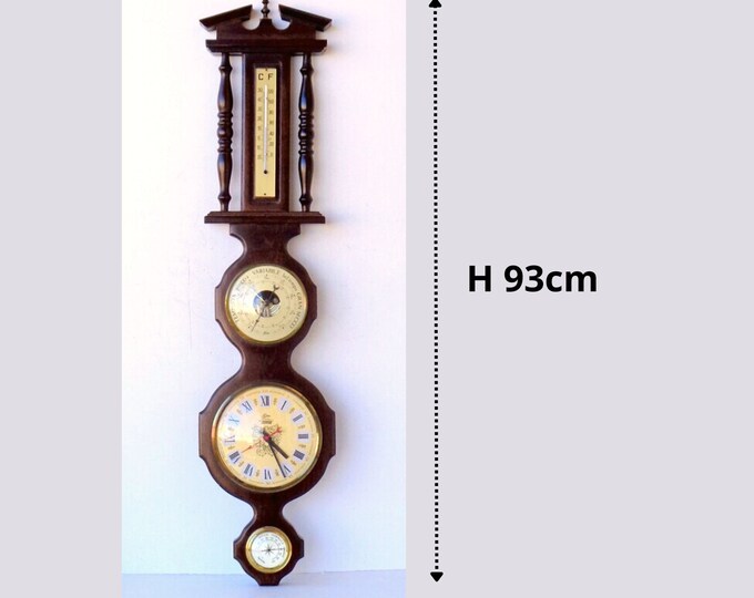Antique Clock Barometer Thermometer Hygrometer in Wood Etsy