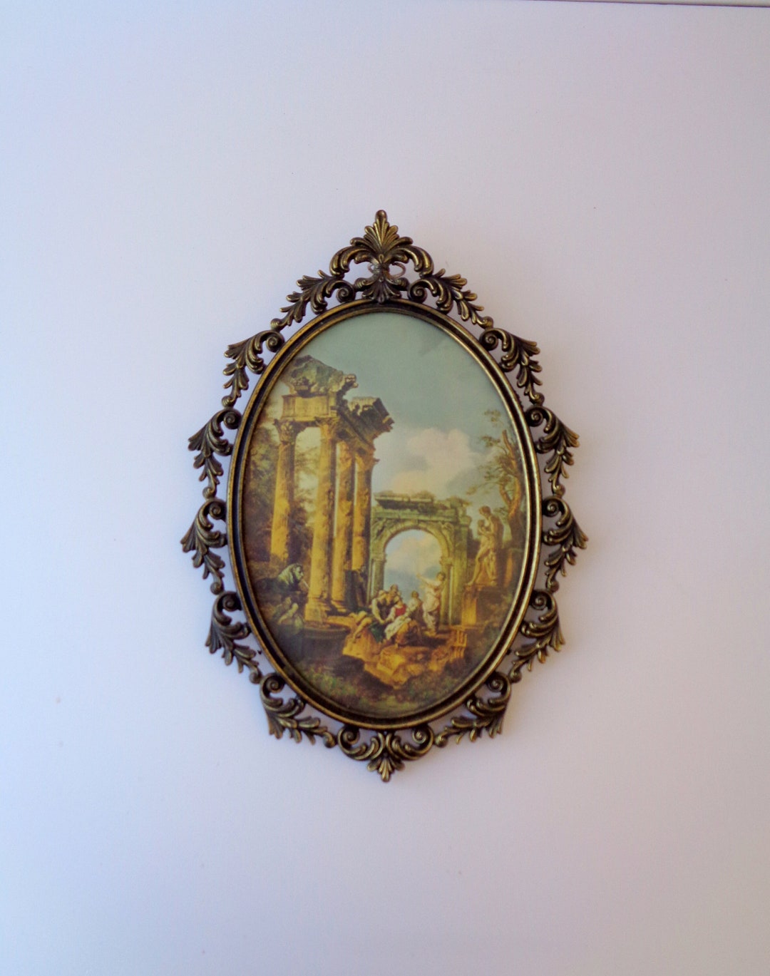 Antique Italian Brass Ornate Frame With Glass Classic Vintage Etsy