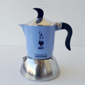 2cups Bialetti Fiammetta coffee maker in 18/10 stainless steel also suitable for induction height 15.5cm base diameter 9.7cm weight 474g