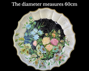 Ciotola, vassoio in ceramica artistica Toscana dipinto a mano, diametro 25  cm