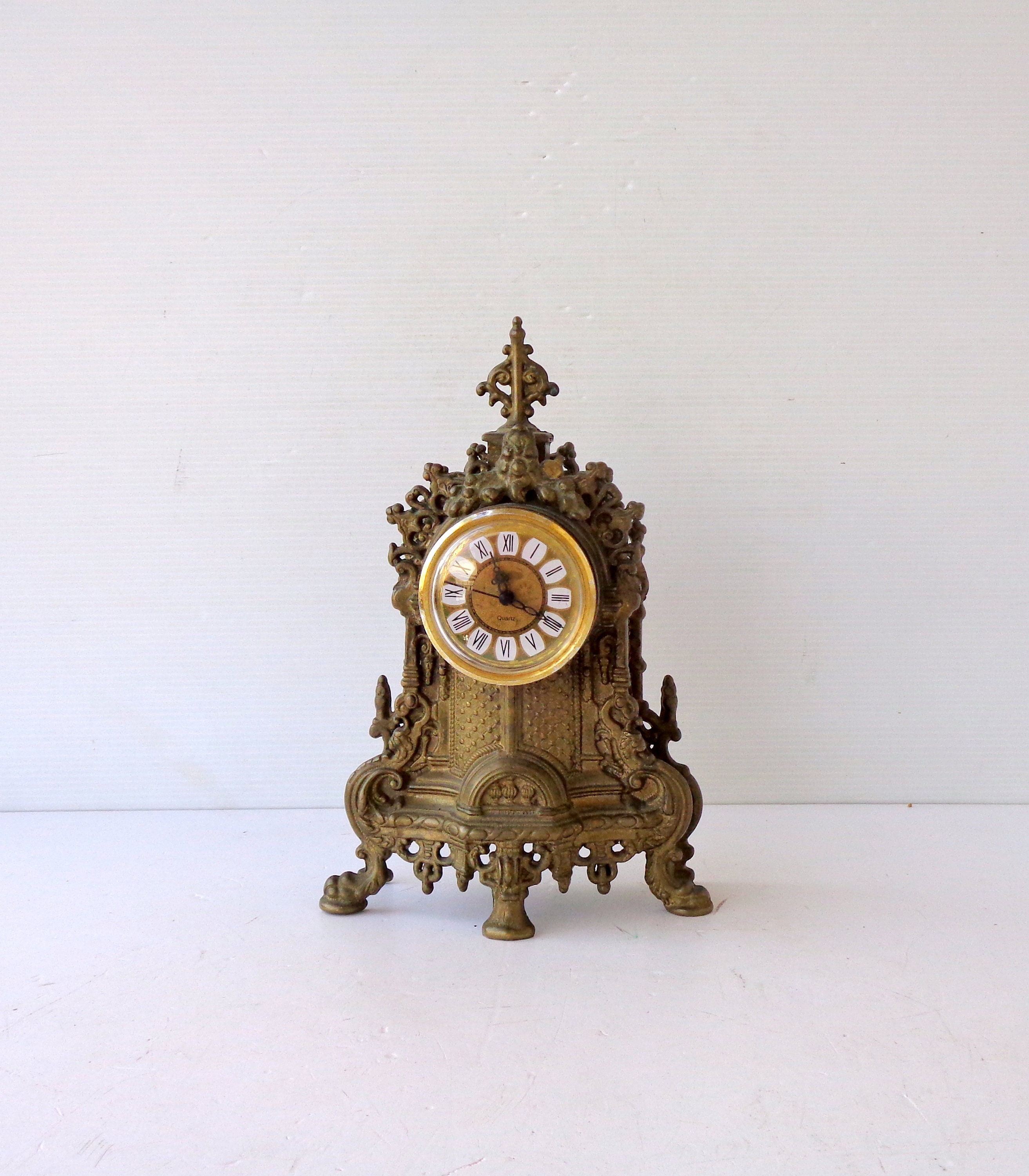 Large Amazing Brass Clock Exquisite Baroque-style Brass Clock Elaborately  Decorated Brass Beauty Brass Table Clock Richly Decorated 