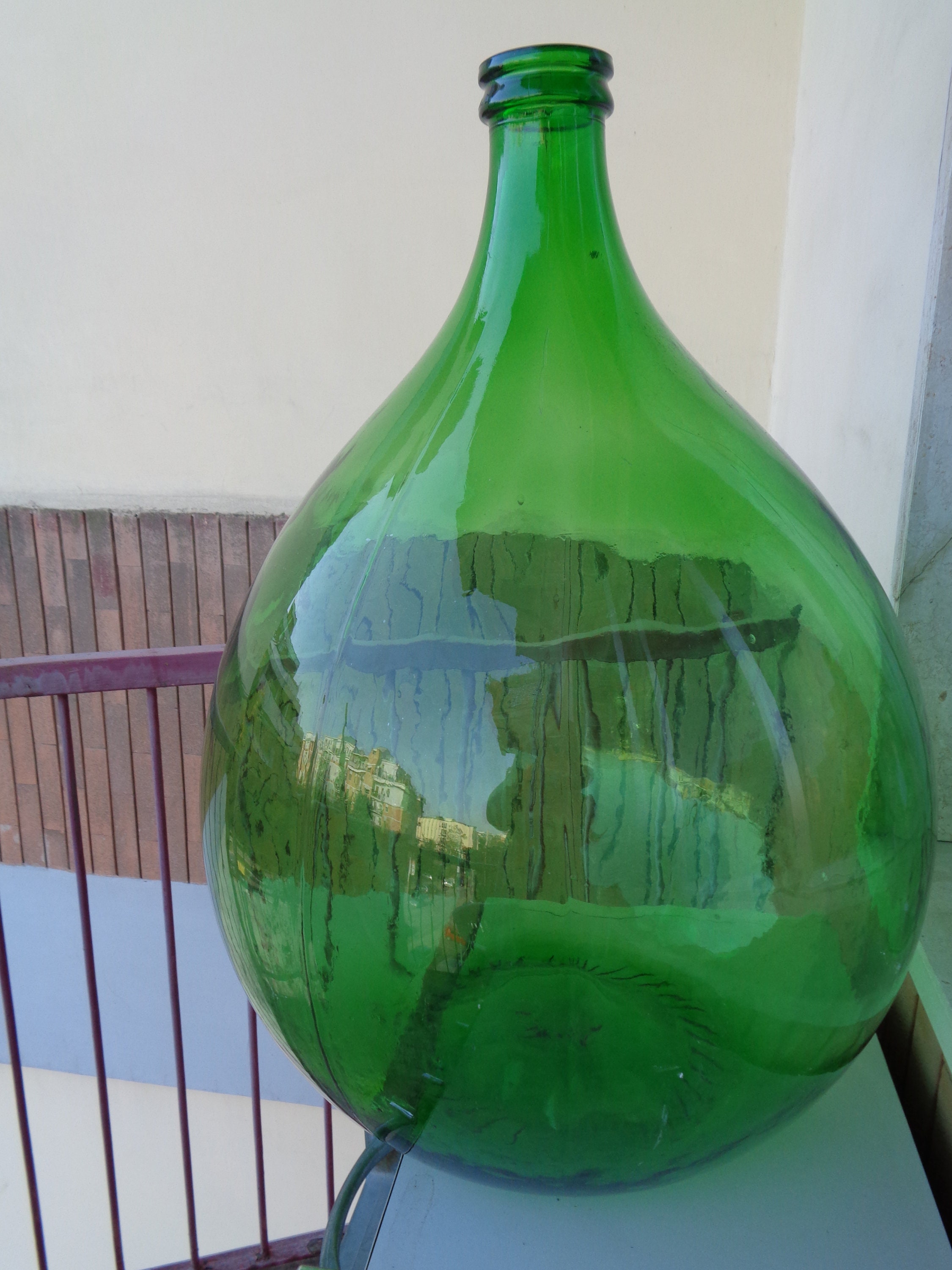 54 lt Vintage Italian green glass giant jar wine jar Old Etsy