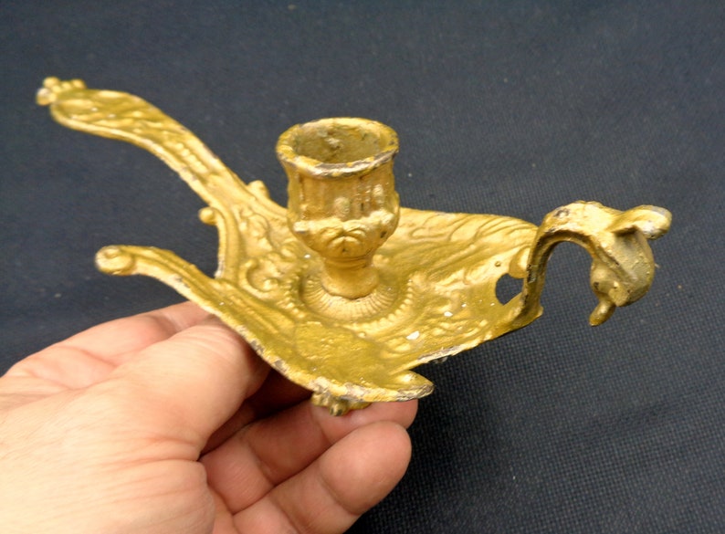 Antica Bugia, in gilded metal, in the shape of a swan, Vintage Italy 40s, length 21cm image 5