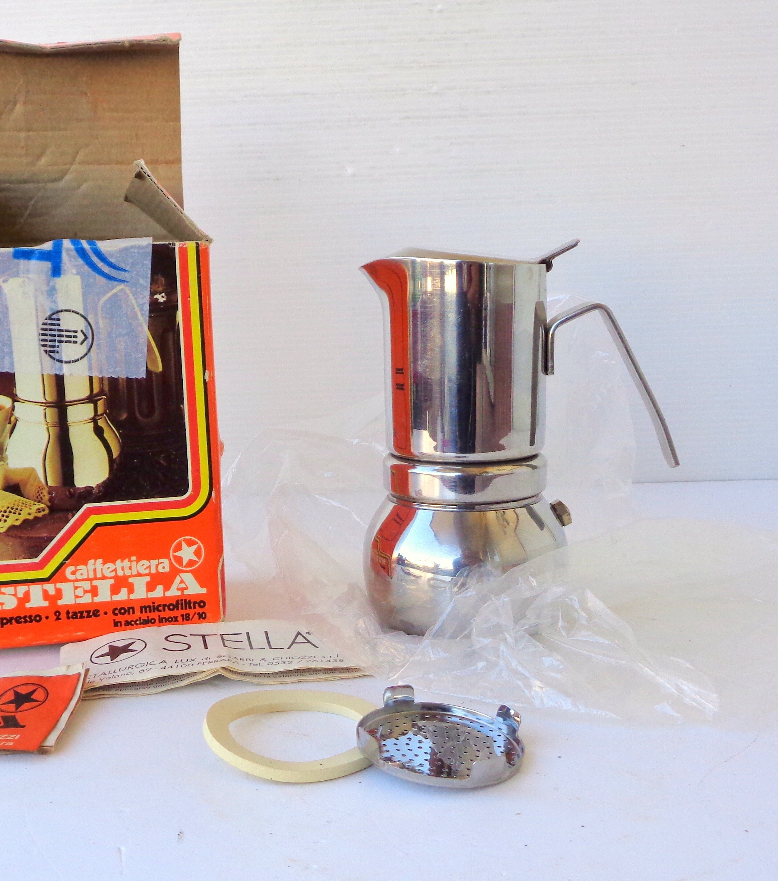 2 CUPS STELLA Collection,coffee Maker,in Inox, Gasket and