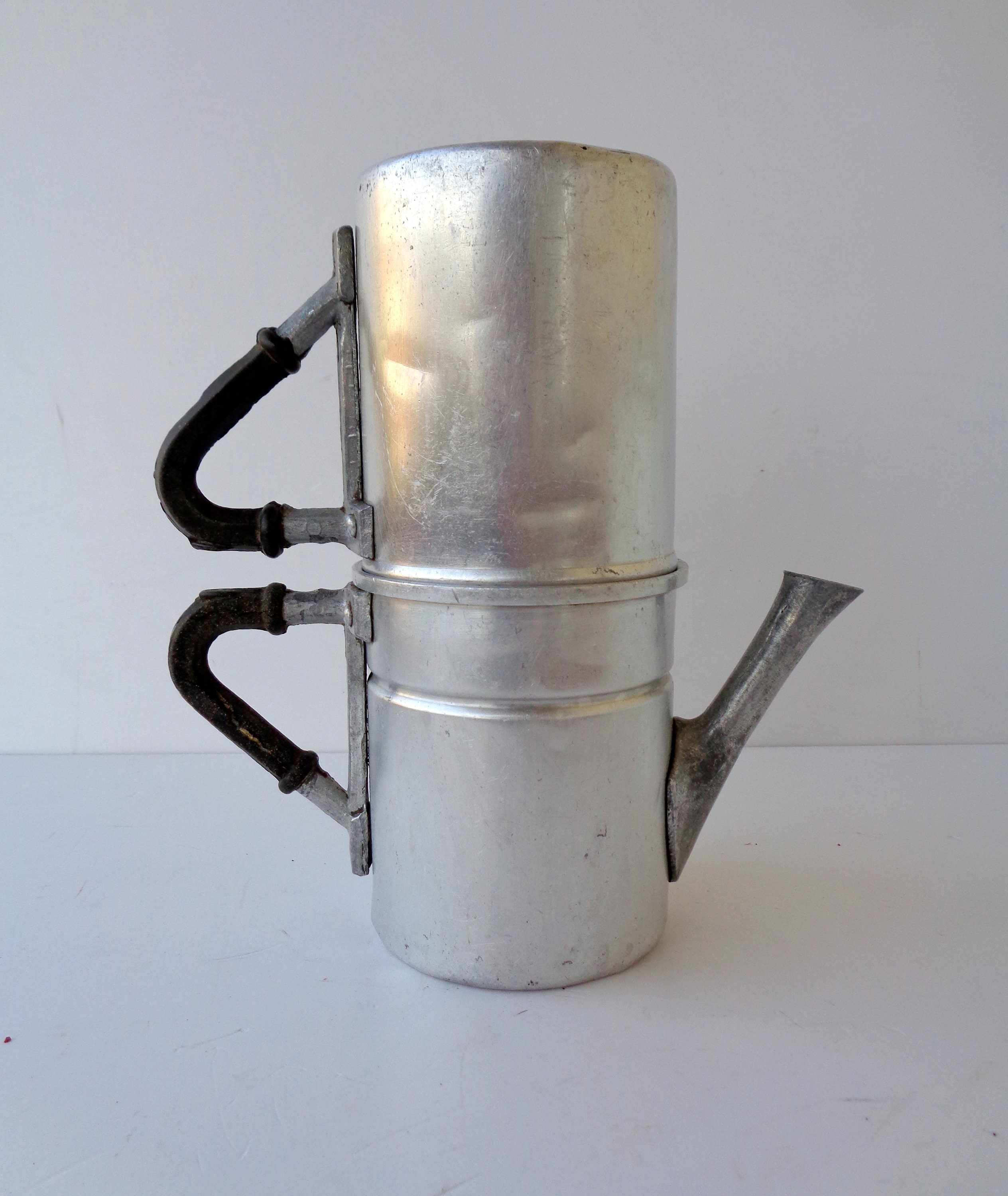 Old Neapolitan Coffee Maker, Completely in Pure Aluminum, Height
