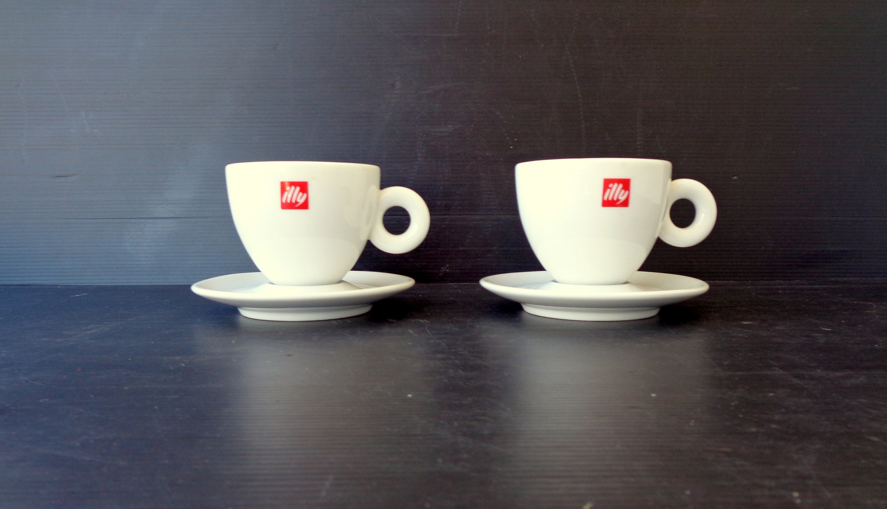 Set of 4 IILLY Logo 2 oz. Espresso Cups and Saucers