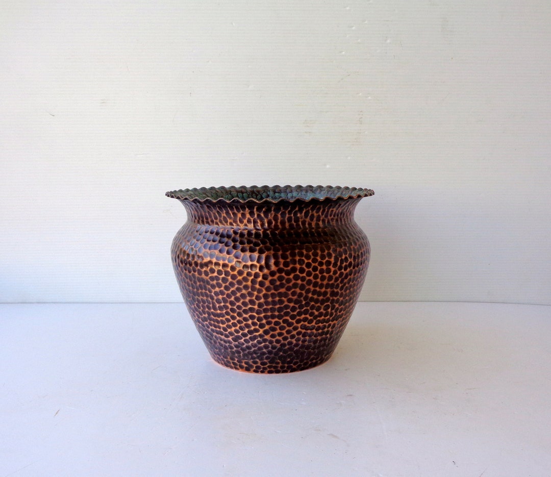 Vintage Italian Copper Plant Bowl, Retro Garden Decor, Copper Pot Made