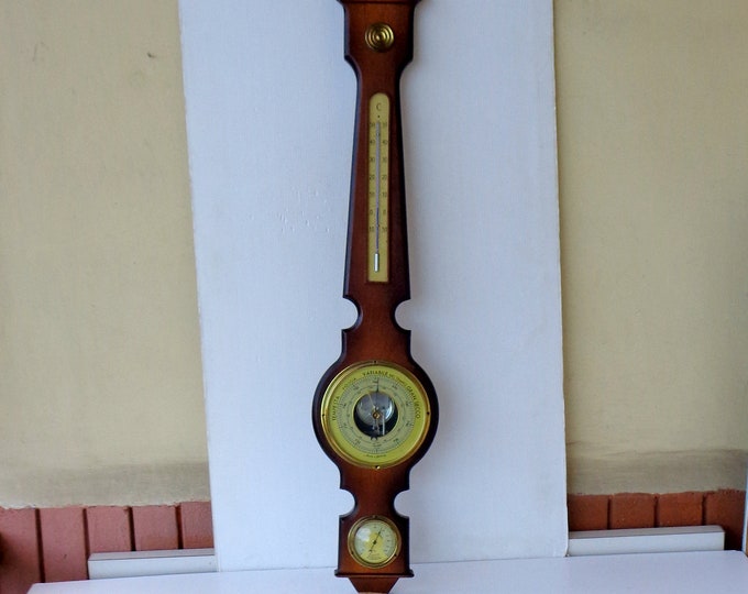 Antique Barometer, Thermometer Hygrometer in Wood, Height 85cm Vintage Italy 1970s Etsy