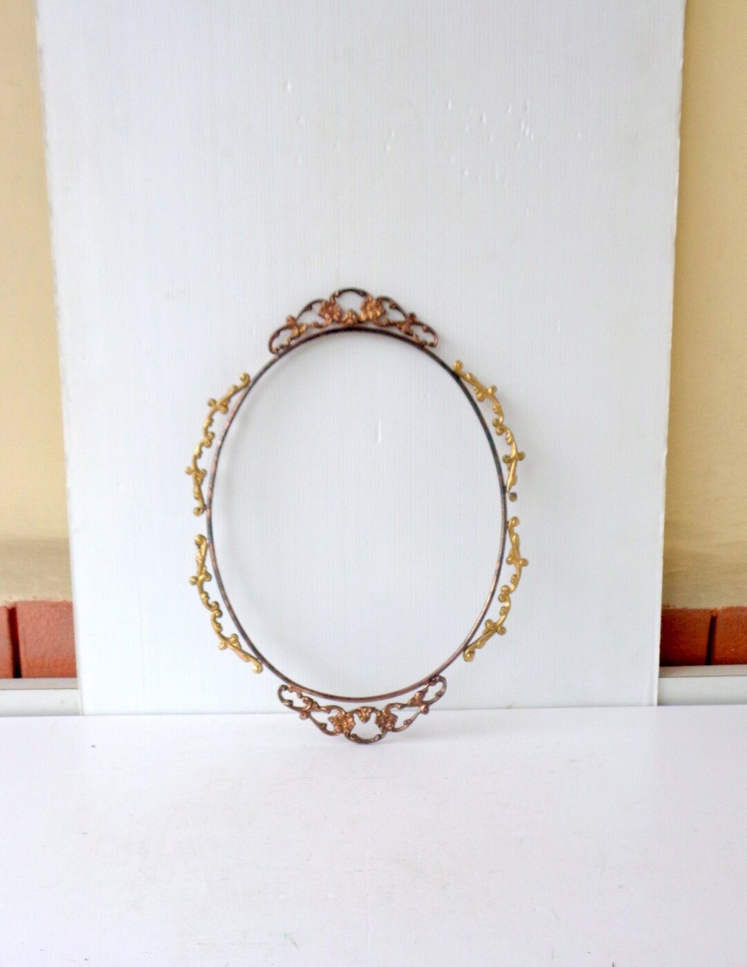 Antique Italian Brass Ornate Frame Classic Vintage Home Decor, Wall