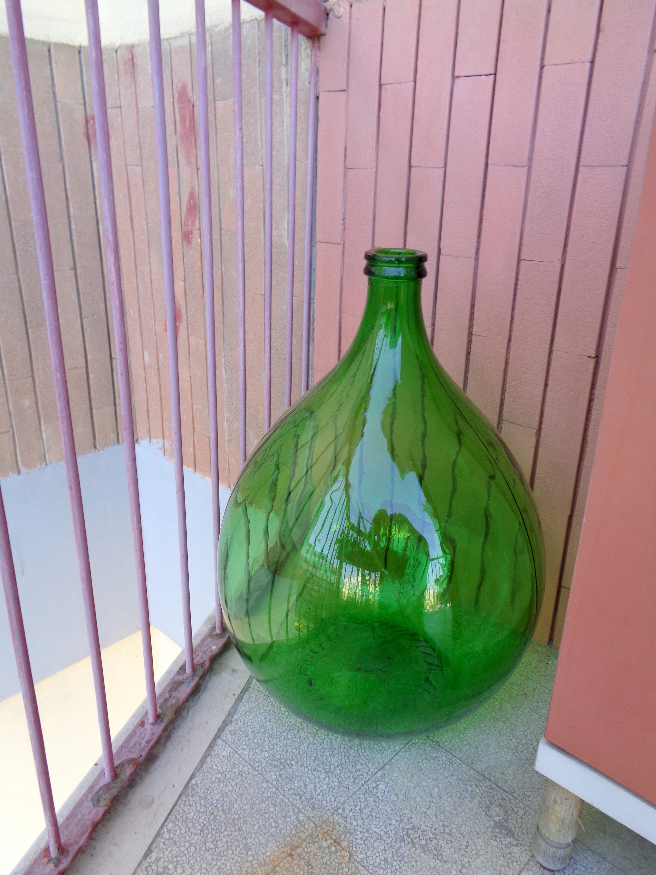 54 lt Vintage Italian green glass giant jar wine jar Old Etsy
