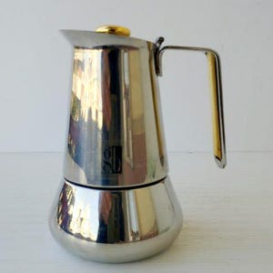 3 cups , Brand Guido Bregna, Siesta Gold, Italian large inox 18 10 coffee maker espresso, made in italy