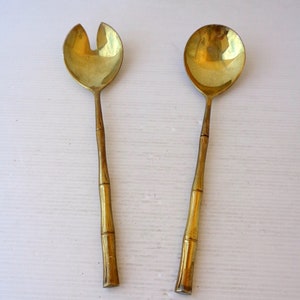Antique Italy set two salad spoons, in brass,  Serving Spoon, fruit salad serving spoons perfect condition