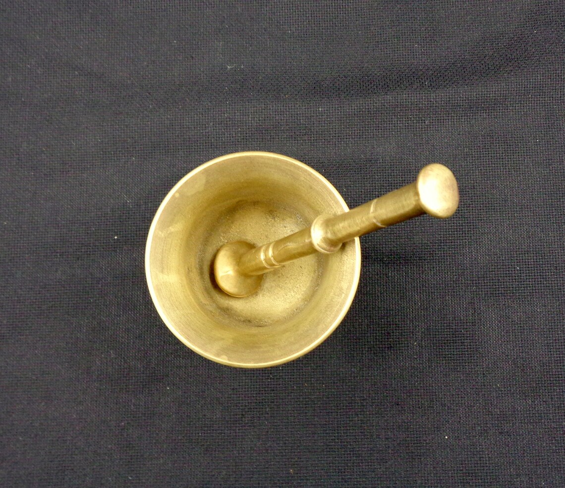Vintage Solid Brass Apothecary Mortar and Pestle Old Brass | Etsy