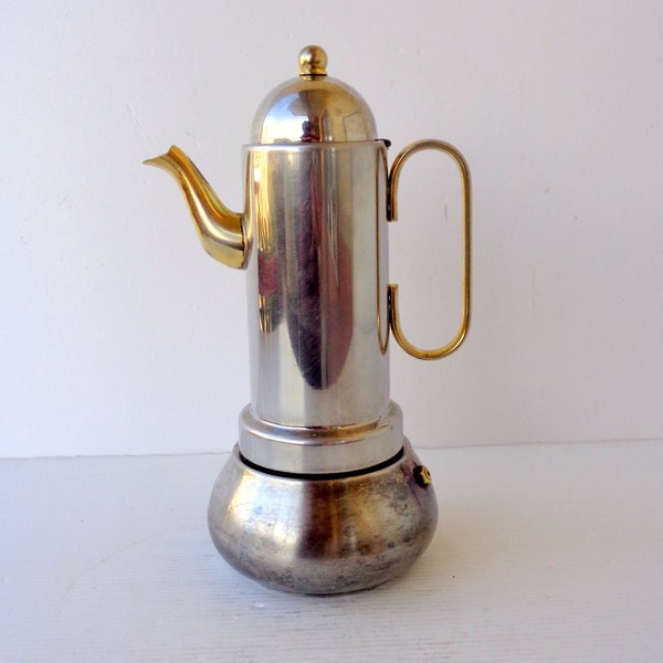 Grande machine à expresso italienne en inox 18-10, ustensiles de cuisine, barista, ancienne cafetière de collection, 4/5 tasses