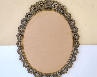 Antique Italian brass ornate photo frame oval  classic vintage home decor, wall hanging brass pictures frame decor