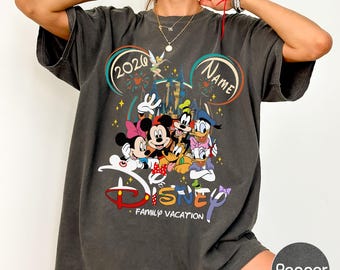 Custom Disney Family Vacation 2026 Comfort Colors Shirt, Personalized Mickey and Friends Family Matching Disney Trip Shirt