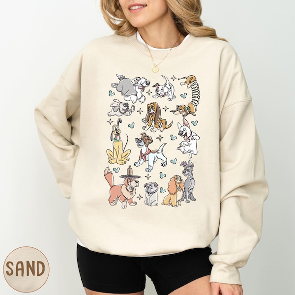 Disney Dogs Sweatshirt Retro Disney Puppy Hoodie, Lady and the Tramp Pluto Dog Sweater, Disney Pet Lovers Gift
