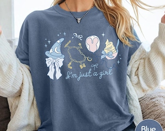 Retro Magical Fantasia Comfort Colors Shirt Coquette Bow Girly Just a Girl Magic Kingdom Trip Tee Fantasia Sorcerer Graphic Gift for Her