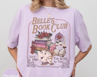Retro Belle Book Club Comfort Colors Shirt, Tale As Old As Time Belle Princess Book Tee, Beauty and the Beast Book Lover Gift