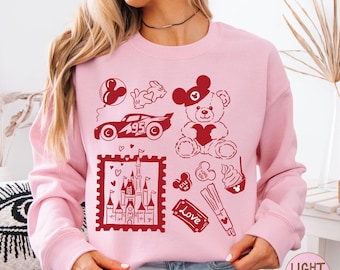 Disney Mickey Bear Love McQueen Valentine Sweatshirt, Disney Cars Valentines Day Gift Hoodie