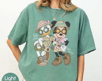 Mouse Duck Girly Safari Comfort Colors Shirt, Animal Kingdom Besties Let’s Get Wild  Family Trip Tee