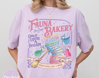 Retro Disney Sleeping Beauty Fauna Bakery Comfort Colors Shirt, Baked With Love And Magic Tee, Aurora Princess WDW Gift