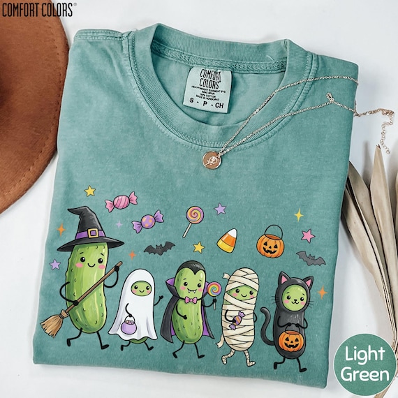 Halloween Pickle Costume Comfort Colors Shirt, Quirky Pickles Graphic Tee, Spooky Candy Trick or Treat Fall Gift