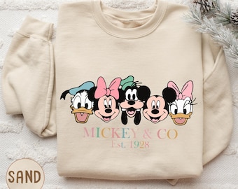 Mickey & Co 1928 Sweatshirt, Retro Mickey And Friends Sweater, Vintage Disneyland Sweatshirt, Disneyworld Pullover, Family Trip Gift
