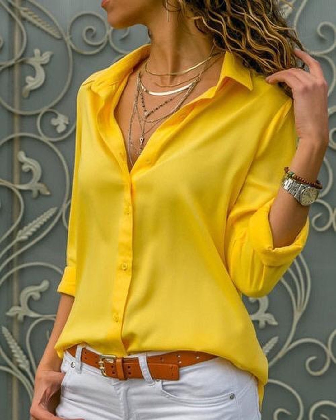 Minimalist Top-long Sleeved Top-buttoned Shirt-designer Women Top ...