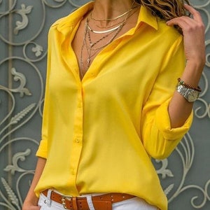Minimalist Top-Long Sleeved Top-Buttoned Shirt-Designer Women Top-Button Down Shirt-Womens Top-Casual Top-Minimalist Women Blouse-Modern Top