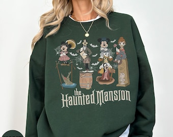 Vintage Mouse and Friends Haunted Mansion Sweatshirt, Magical Park Halloween Party Hoodie