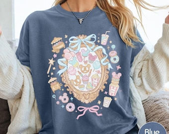 Coquette Bow Magical Foodies Comfort Colors Shirt, Magical Snack Girly Tee, Vintage Epcot Mouse Snack Vacation Gift