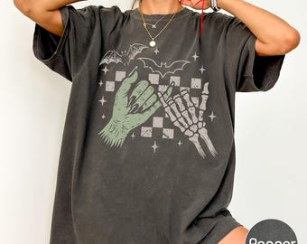 Halloween Skeleton Hands Comfort Colors Shirt, Witch Wicked Hands Couples Spooky Tee