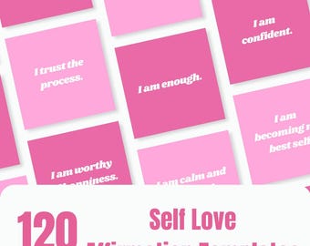 120 Self Love Affirmation Instagram Templates | Editable Canva Social Media Templates | Motivational Quote Posts for Coaches & Entrepreneurs