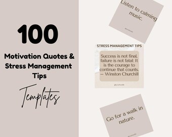 200 Canva Templates | Stress Tips & Motivational Quotes Bundle