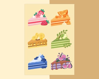 Rainbow Cake Slices A5 Print