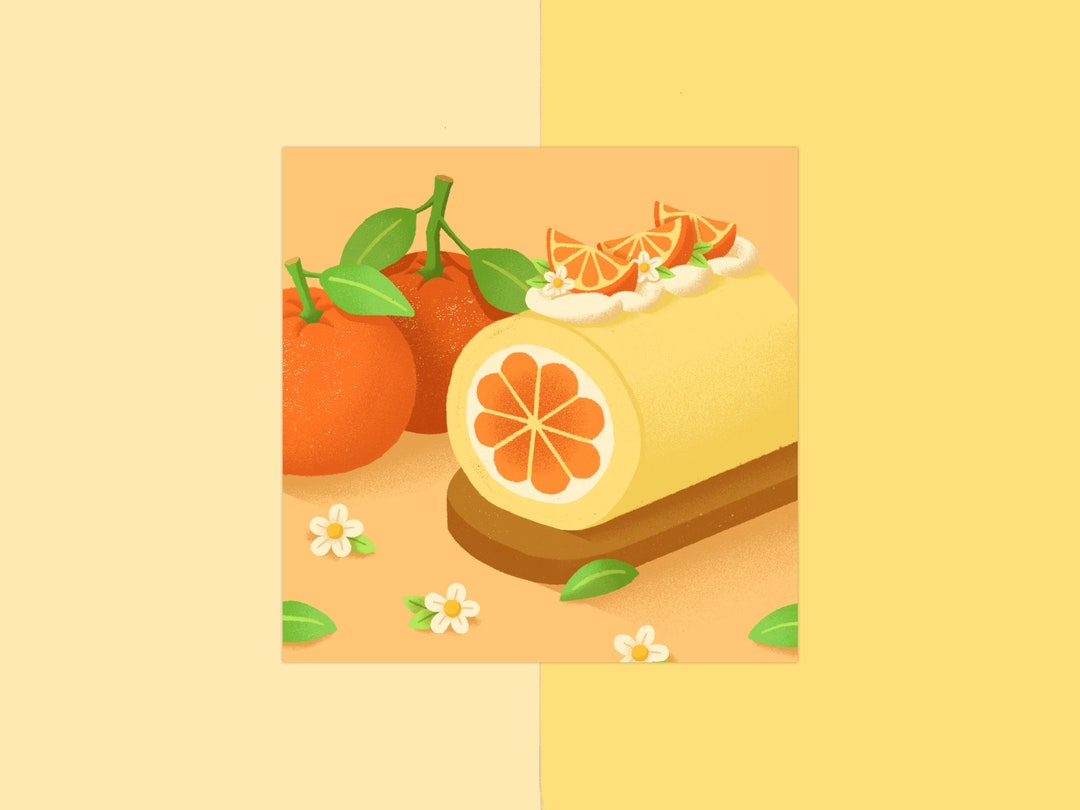 Orange Cake Roll Square Print - Etsy