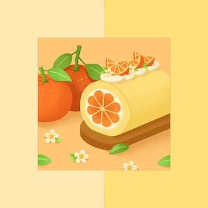 Orange Cake Roll Square Print