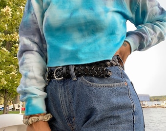 Cuello redondo recortado tie-dye