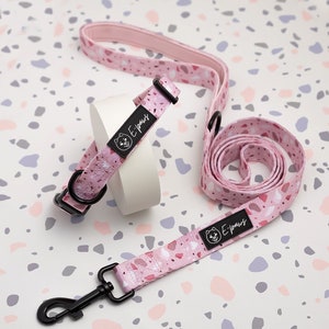 Collar and Lead Set Pink | Collar and Leash | Burst of Pink | Terrazo | E-paws | Matching Set | Puppy Gift | Dog Gift
