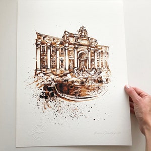 Memoirs of italian travels | TREVI FOUNTAIN | ROME print | Print A3 | Giclée | Fine Arts Prints |
