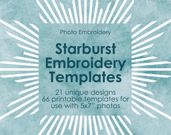 STARBURST Photo Embroidery Templates - 5x7" Printable Star Halo Inspired Patterns for Paper - downloadable stitching designs