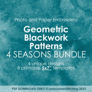 5x7" 4 SEASONS BUNDLE PDF Blackwork x Photo Embroidery Templates - Wzory inspirowane geometrią do druku na papierze - wzory do pobrania