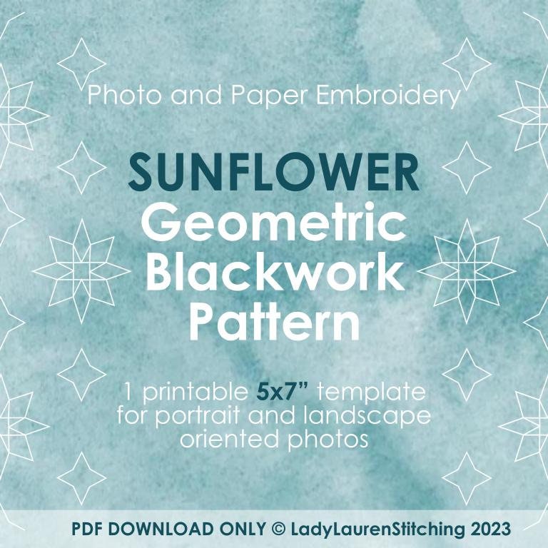 5x7-sunflower-pdf-blackwork-x-photo-embroidery-template-printable-geometric-inspired-pattern-for-paper-downloadable-stitching-design-etsy for Free Printable Paper Embroidery Patterns 5x7