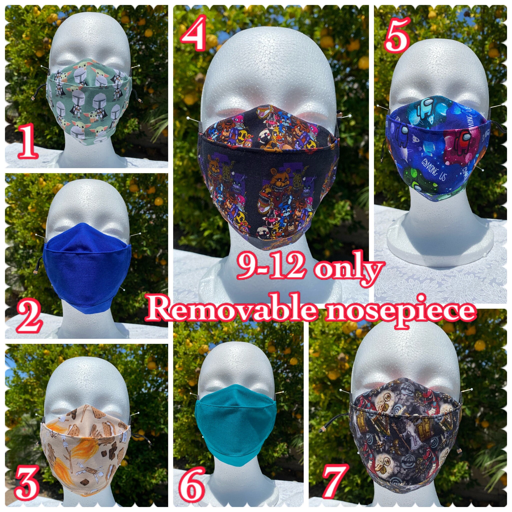 Kids Youth 3D face mask face covering with nose wire and fully adjust…