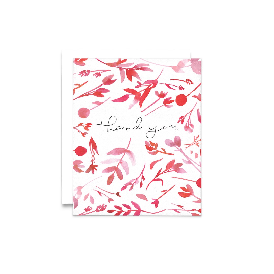 Boxed Set of 6 Thank You Floral Watercolor Card Whimsical Thank You ...