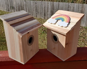 2 PACK SPECIAL tack-on Ark Workshop CHICKADEE House Cedar Shelter Box Home for the Black /& Brown Capped Chickadees .. slat roof