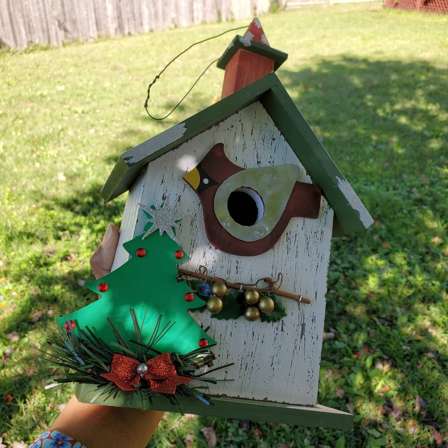 Holiday Birdhouse Hanging Home Decor Decorative Centerpiece Etsy