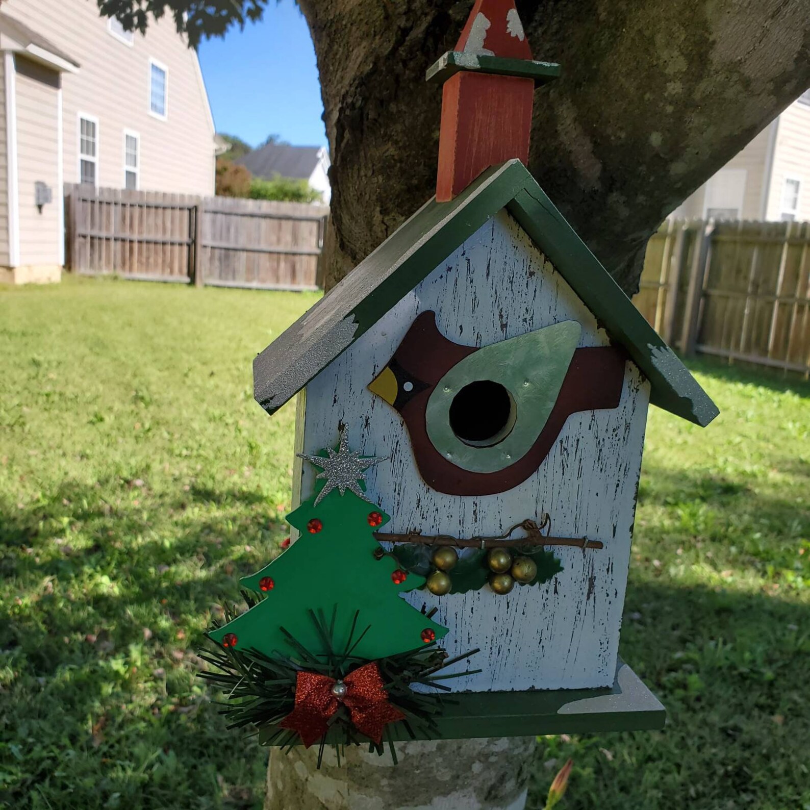 Holiday Birdhouse Hanging Home Decor Decorative Centerpiece Etsy