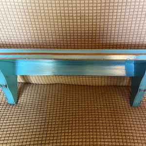 17.75” Long Wood Shelf, Shabby Chic, hand painted, distressed Blue